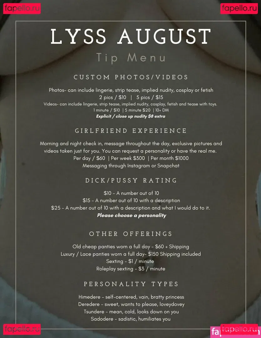 lyssaugust Onlyfans Photo Gallery 