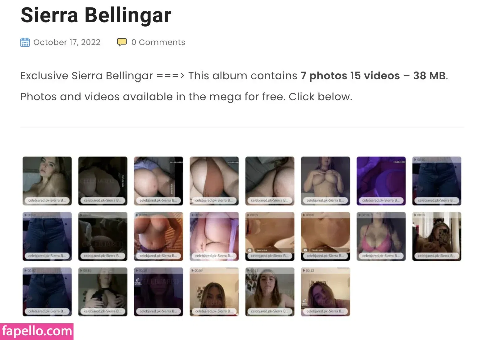 Sierra Bellingar Onlyfans Photo Gallery 