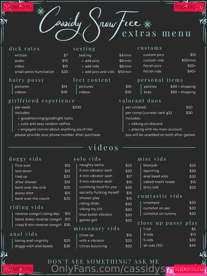 cassidysnowfree Onlyfans Photo Gallery 