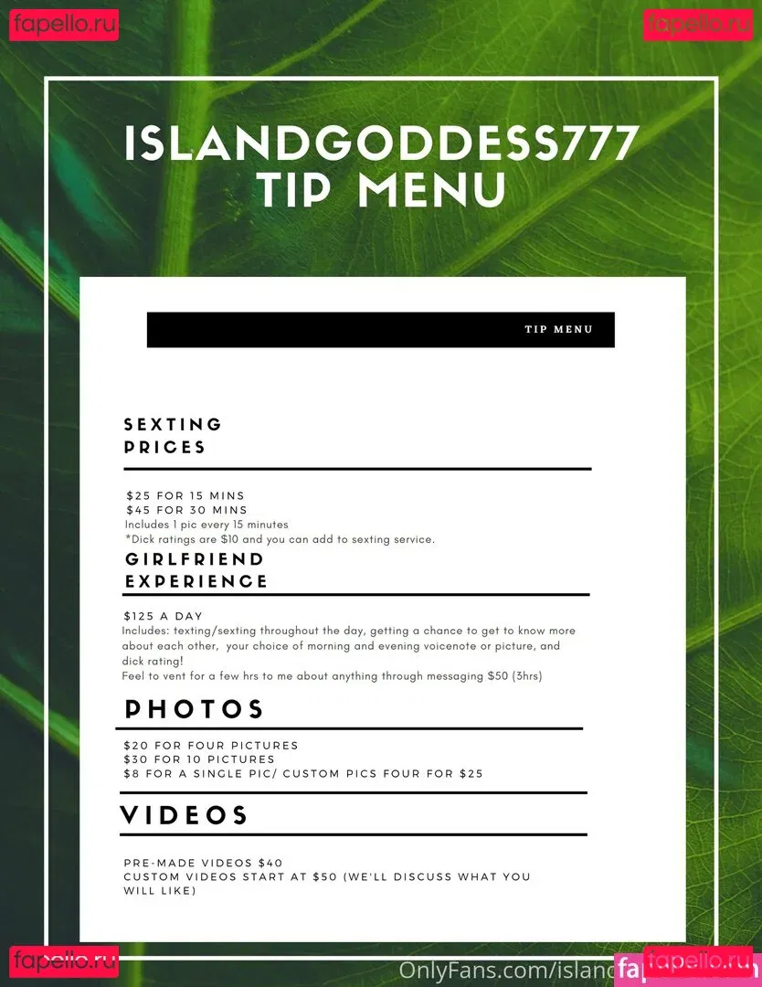 IslandGoddess777 Onlyfans Photo Gallery 